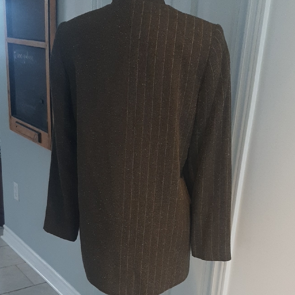 2 BDL💖VINTAGE Simon Chang NAVY➕GREEN/BROWN LINED TUNIC LENGTH JACKETS Sz 6, 8 - Picture 12 of 16